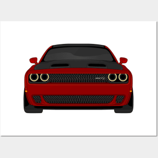 DODGE HELLCAT FRONT DARK-RED Posters and Art